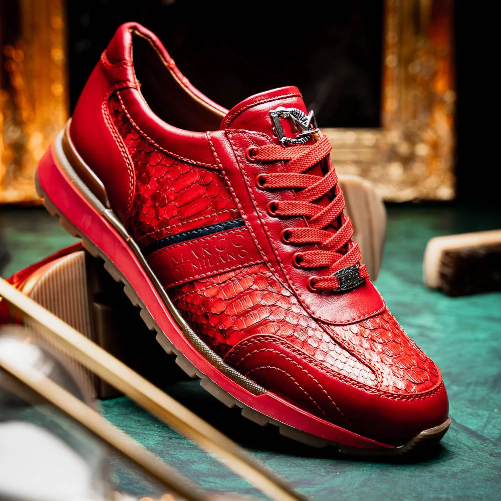 Marco Di Milano Brescia in Red Python & Calfskin Sneakers
