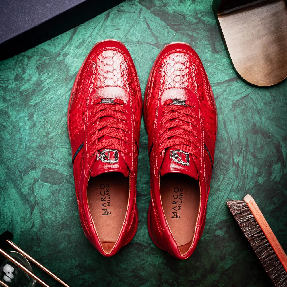 Marco Di Milano Brescia in Red Python & Calfskin Sneakers