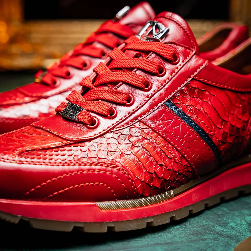 Marco Di Milano Brescia in Red Python & Calfskin Sneakers