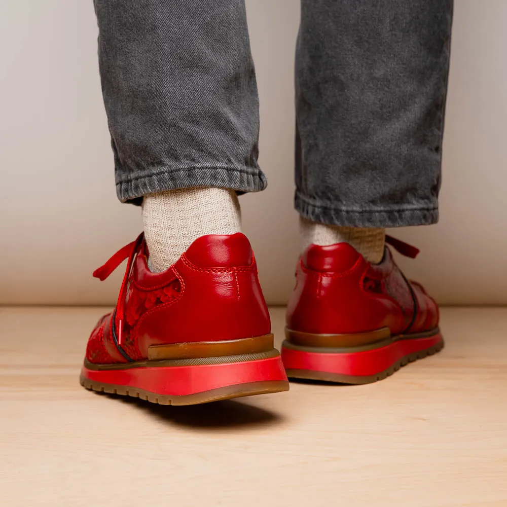 Marco Di Milano Brescia in Red Python & Calfskin Sneakers