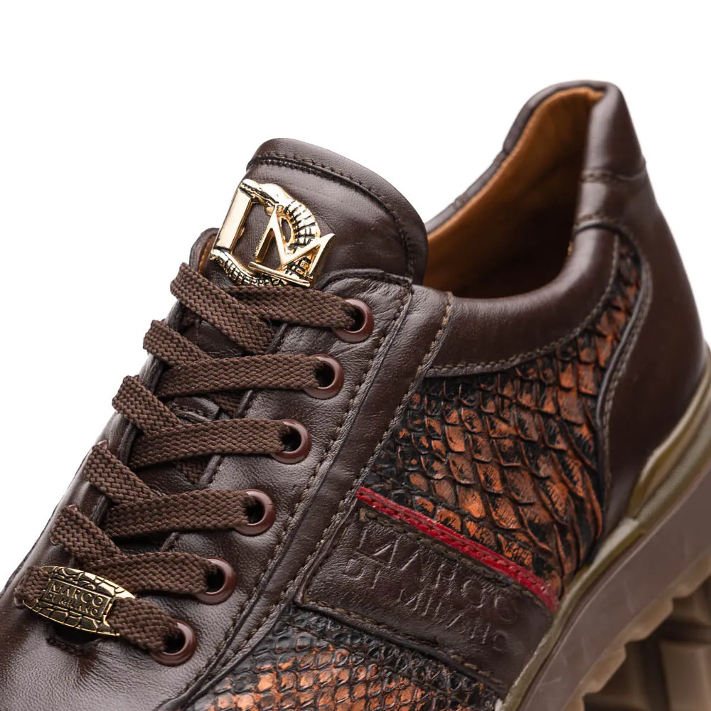 Marco Di Milano Brescia in Washed Cognac Python & Calfskin Sneakers