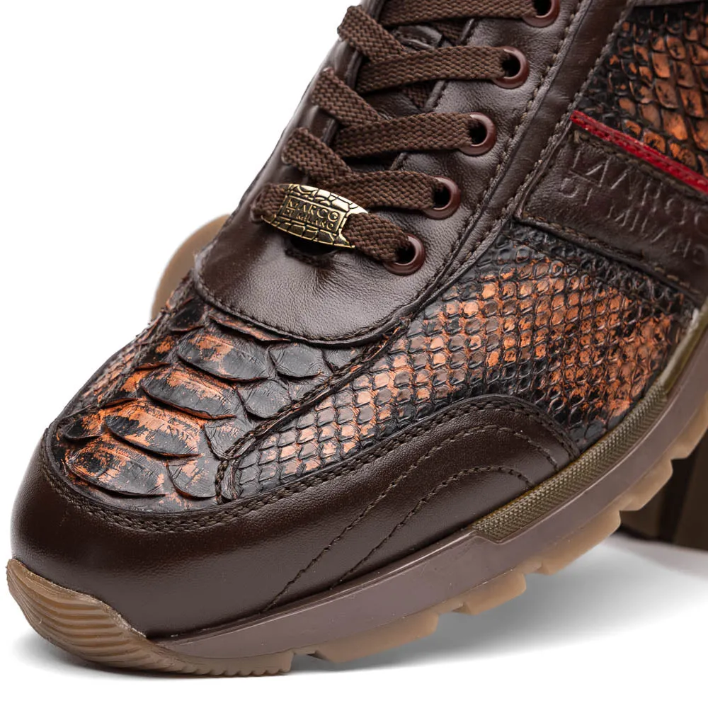 Marco Di Milano Brescia in Washed Cognac Python & Calfskin Sneakers