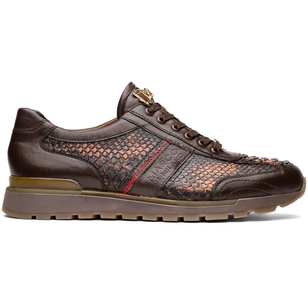 Marco Di Milano Brescia in Washed Cognac Python & Calfskin Sneakers