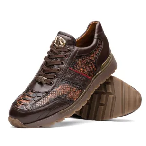 Marco Di Milano Brescia Washed Cognac Python & Calfskin Sneakers