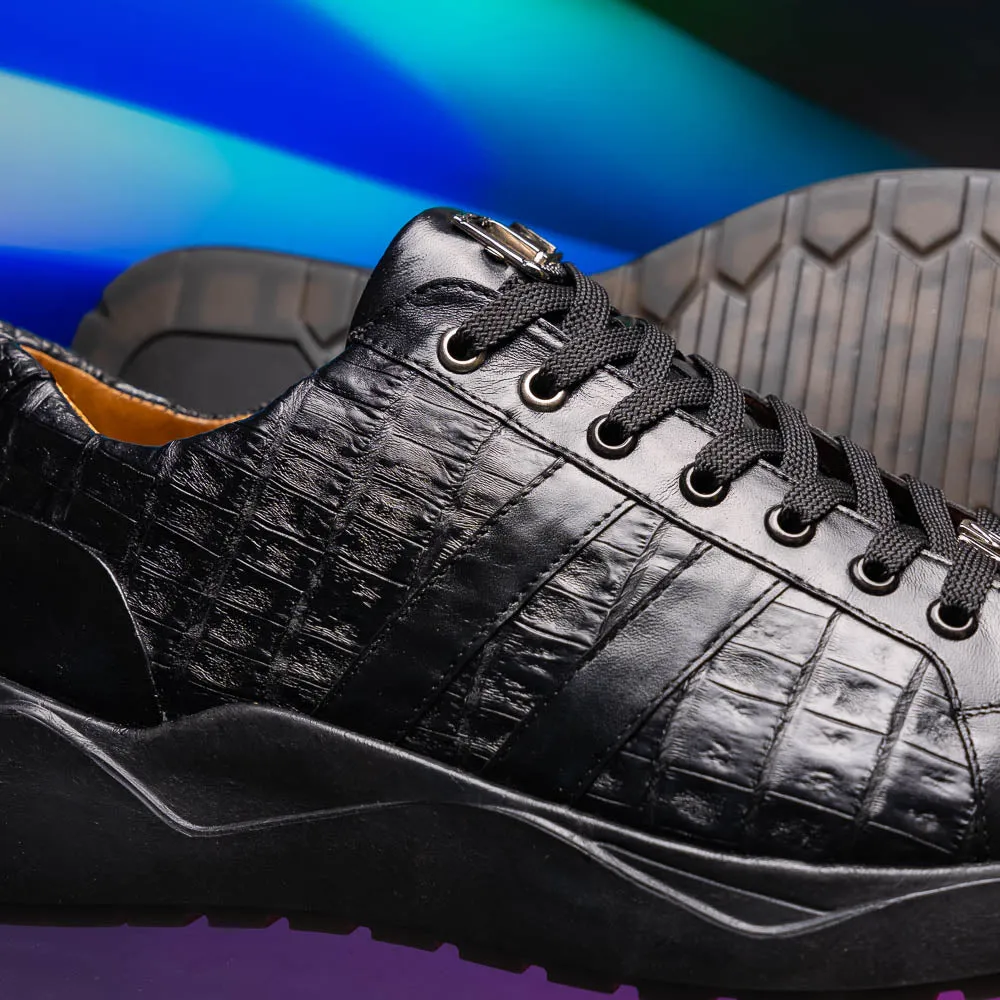 Marco Di Milano Nino in Black Caiman Sneakers