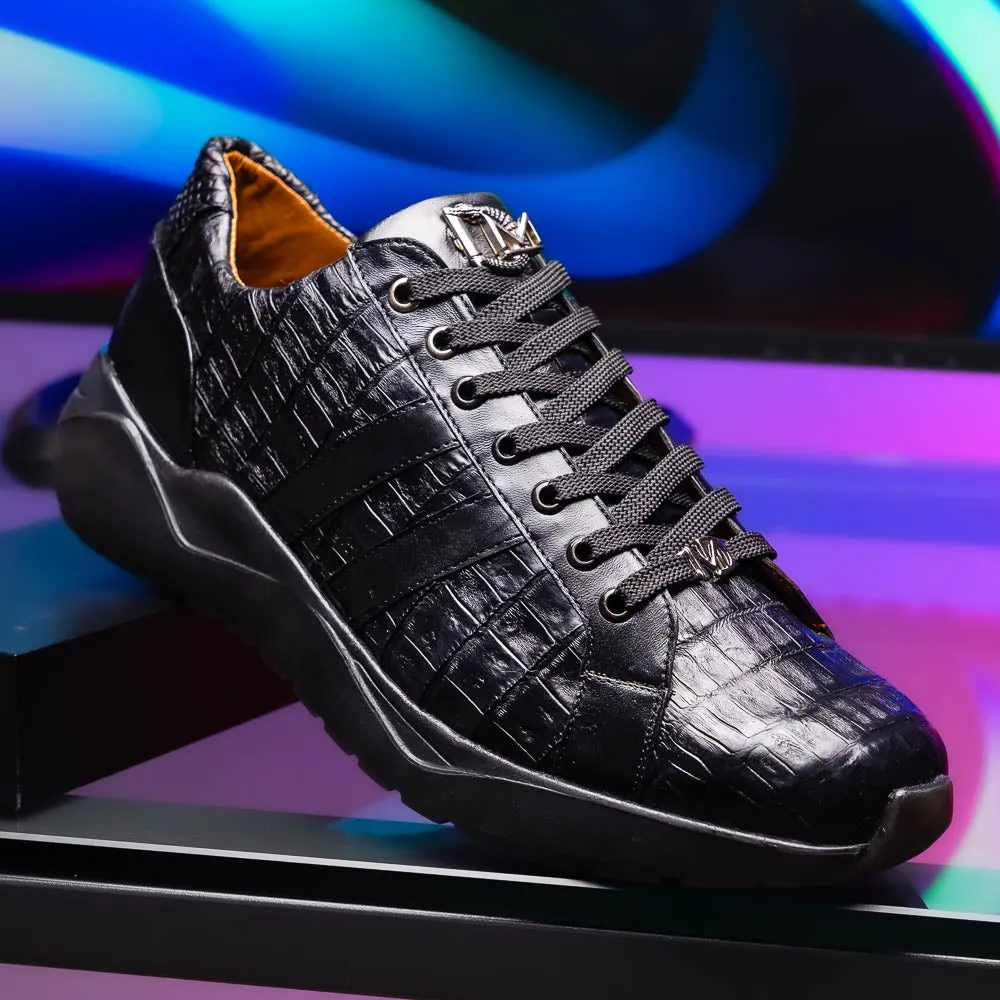 Marco Di Milano Nino in Black Caiman Sneakers