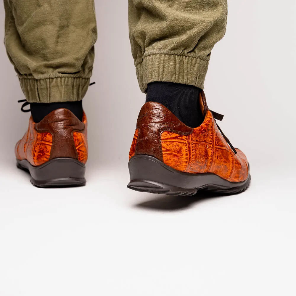 Marco Di Milano Saulo in Brandy / Brown Alligator & Ostrich Sneakers