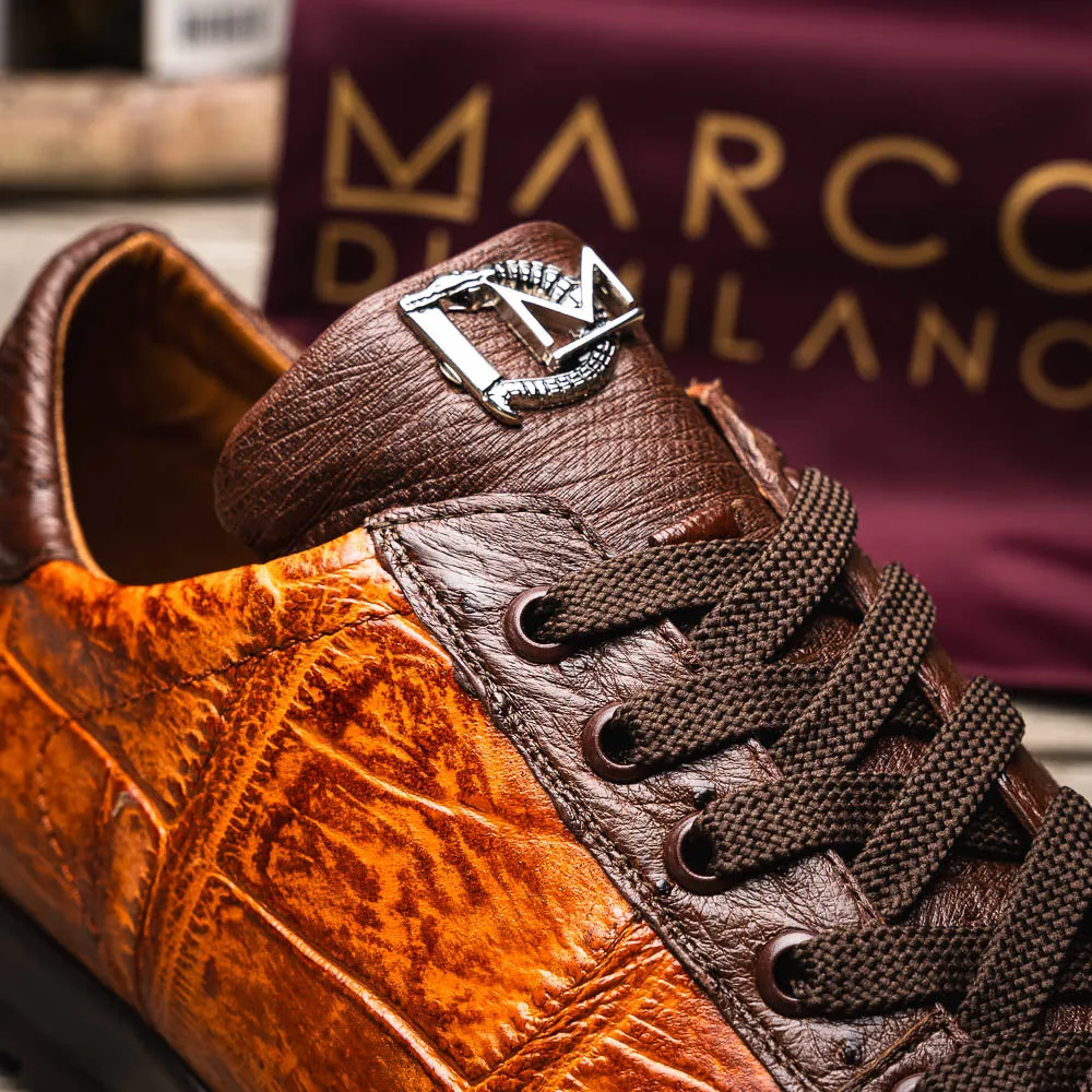 Marco Di Milano Saulo in Brandy / Brown Alligator & Ostrich Sneakers