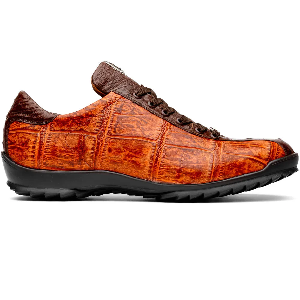 Marco Di Milano Saulo in Brandy / Brown Alligator & Ostrich Sneakers