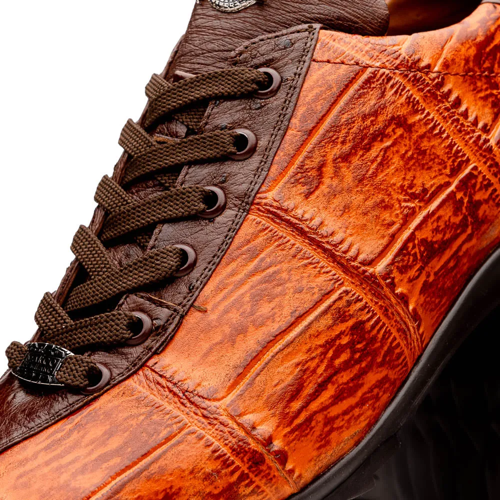 Marco Di Milano Saulo in Brandy / Brown Alligator & Ostrich Sneakers