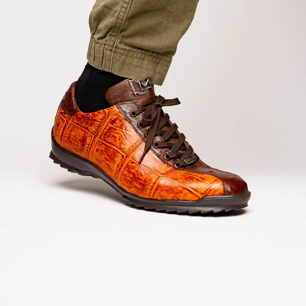 Marco Di Milano Saulo in Brandy / Brown Alligator & Ostrich Sneakers