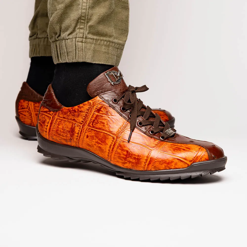 Marco Di Milano Saulo in Brandy / Brown Alligator & Ostrich Sneakers