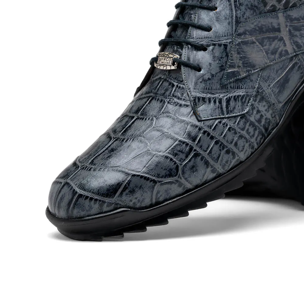 Marco Di Milano Vulcan in Rustic Grey Alligator Sneakers