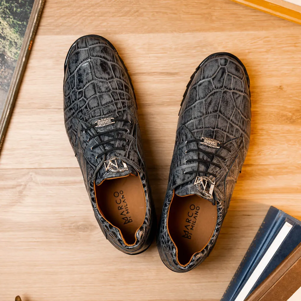 Marco Di Milano Vulcan in Rustic Grey Alligator Sneakers
