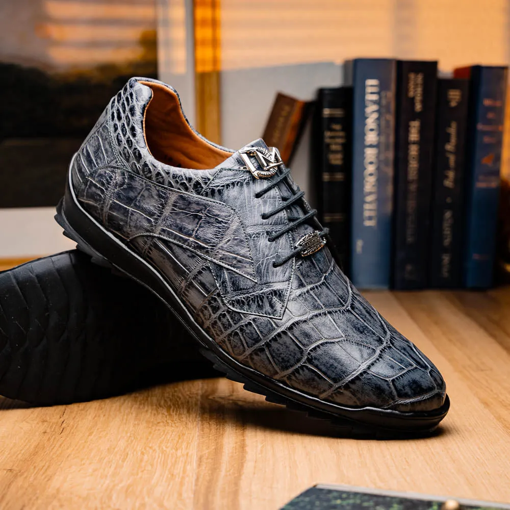Marco Di Milano Vulcan in Rustic Grey Alligator Sneakers