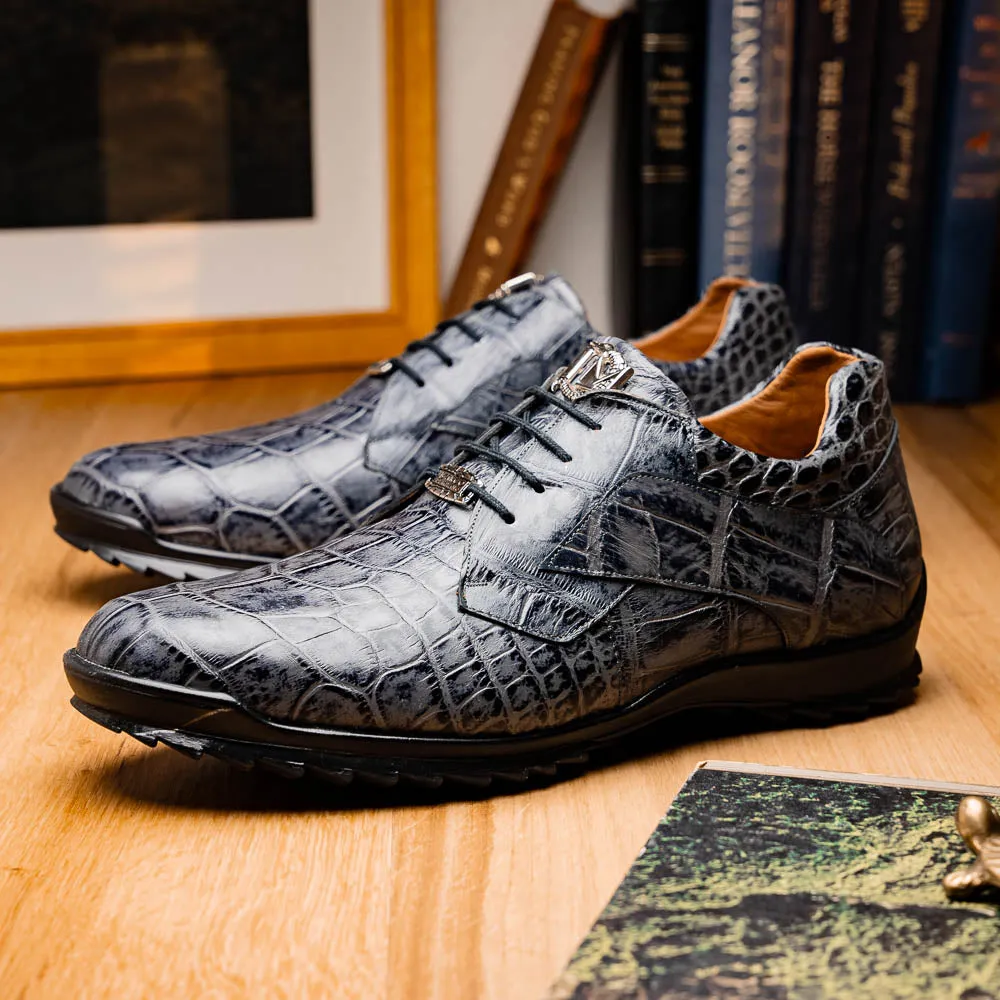 Marco Di Milano Vulcan in Rustic Grey Alligator Sneakers