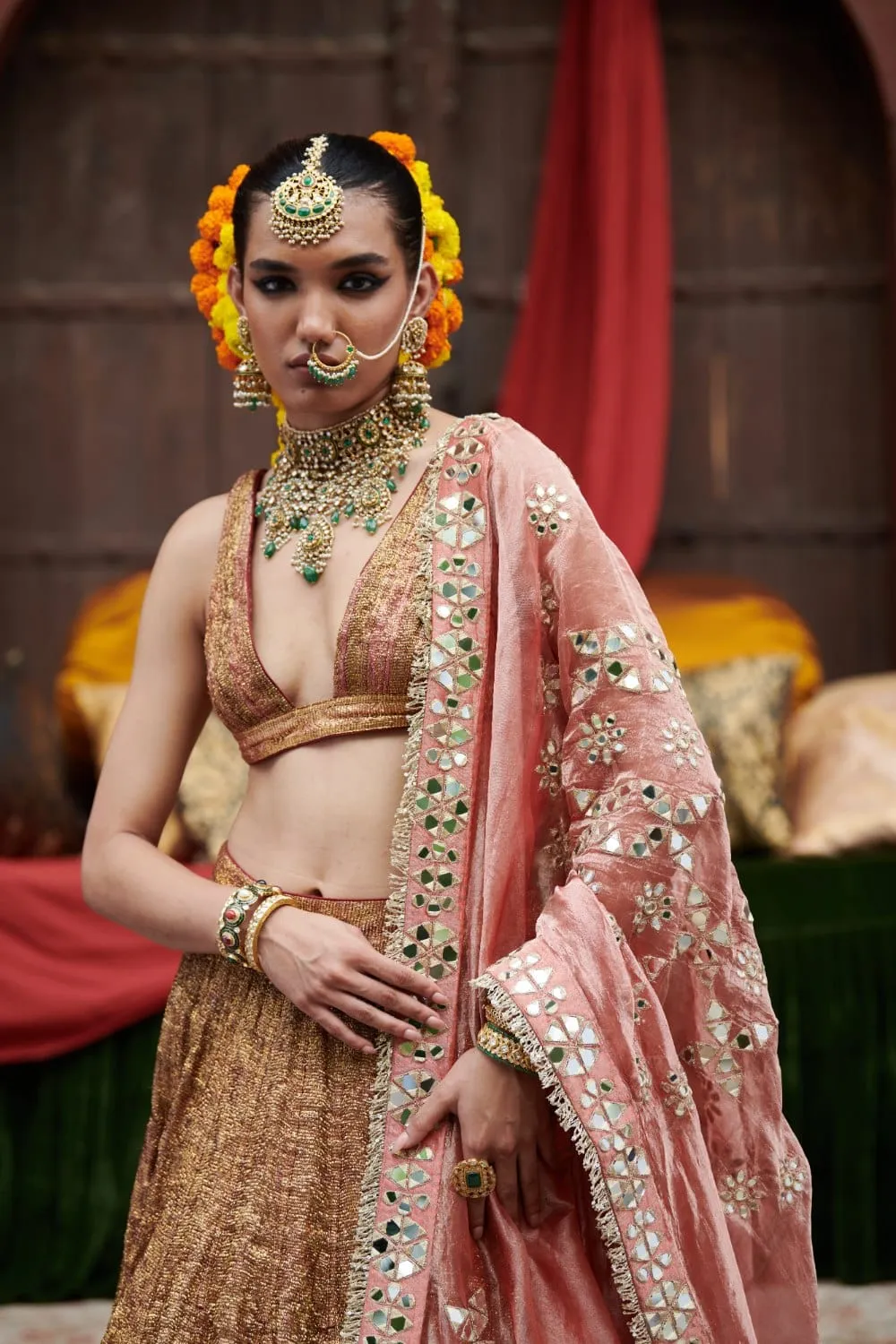 Maroon Lampi Gota Lehenga Set