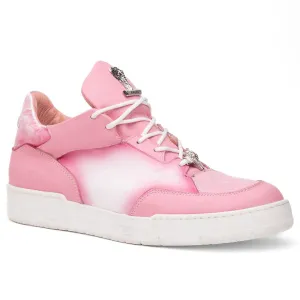 Mauri Ghost 8423 Men's Shoes Pink & White with Pink Finish Exotic Crocodile / Time / Nappa Leather Casual Slip-On Sneakers