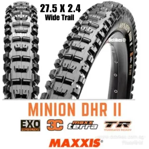 Maxxis 27.5 X 2.4 Minion DHR II WT Tubeless Ready MTB Folding Tyre (1 Tire)