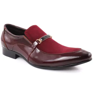 Men “PALBEN” Moc Toe Velvet Vamp Metallic Buckle Patent Formal Shoes