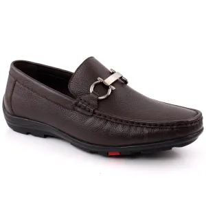 Men "LORAND" Glossy Surface Metal Buckle Moccasin Shoes