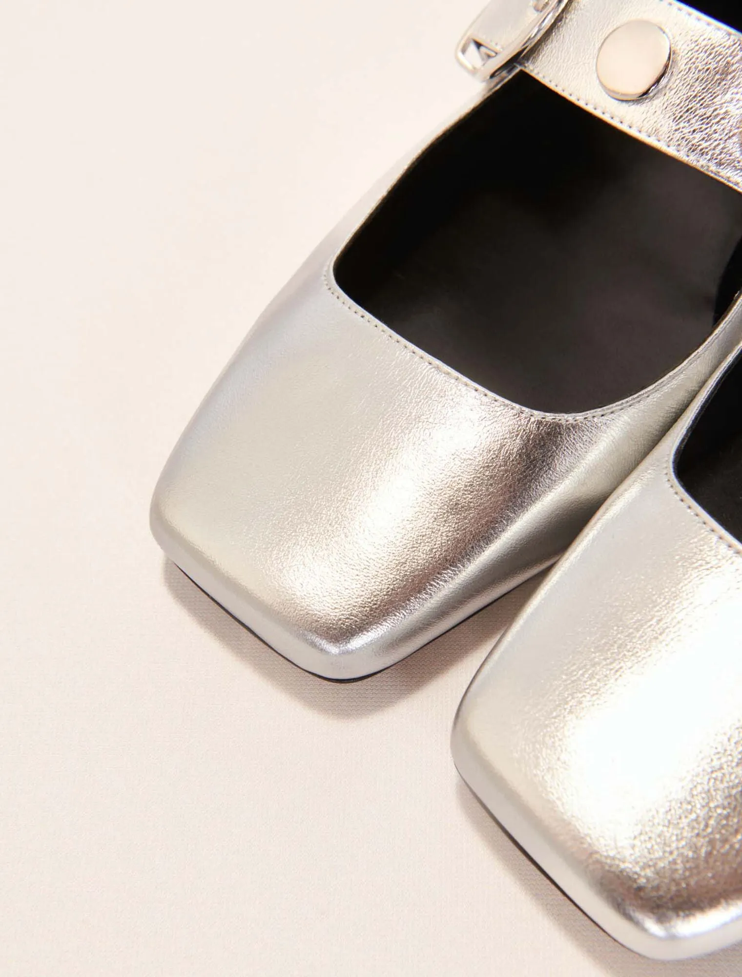 Metallic leather mary janes
