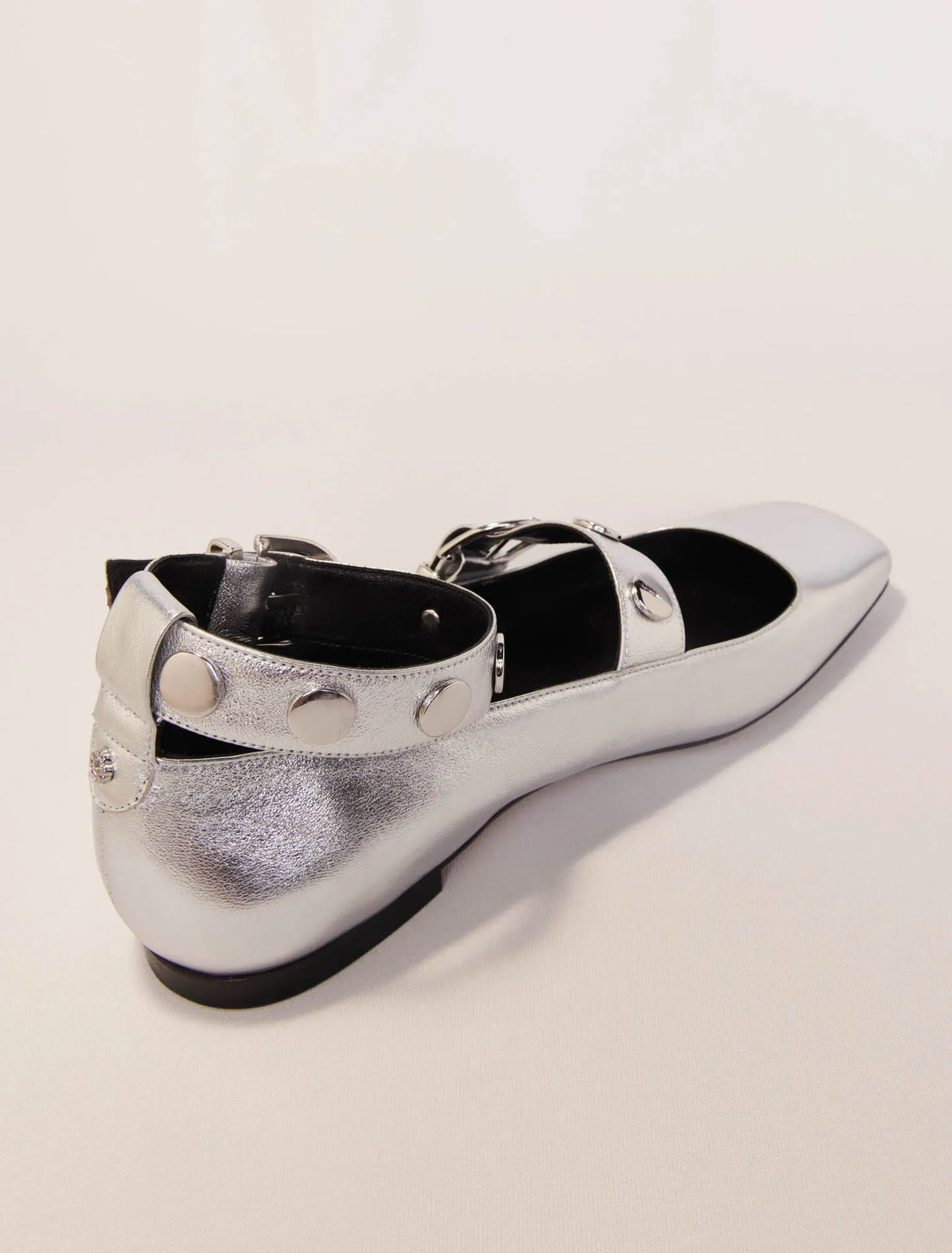 Metallic leather mary janes