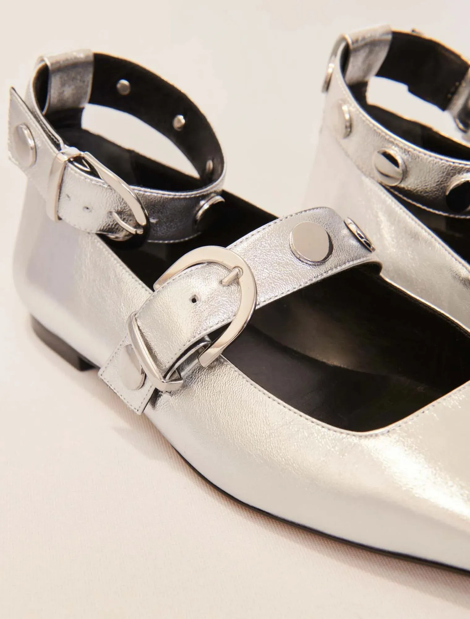 Metallic leather mary janes