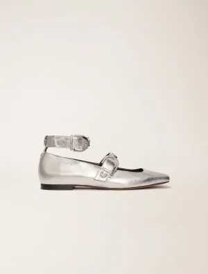 Metallic leather mary janes