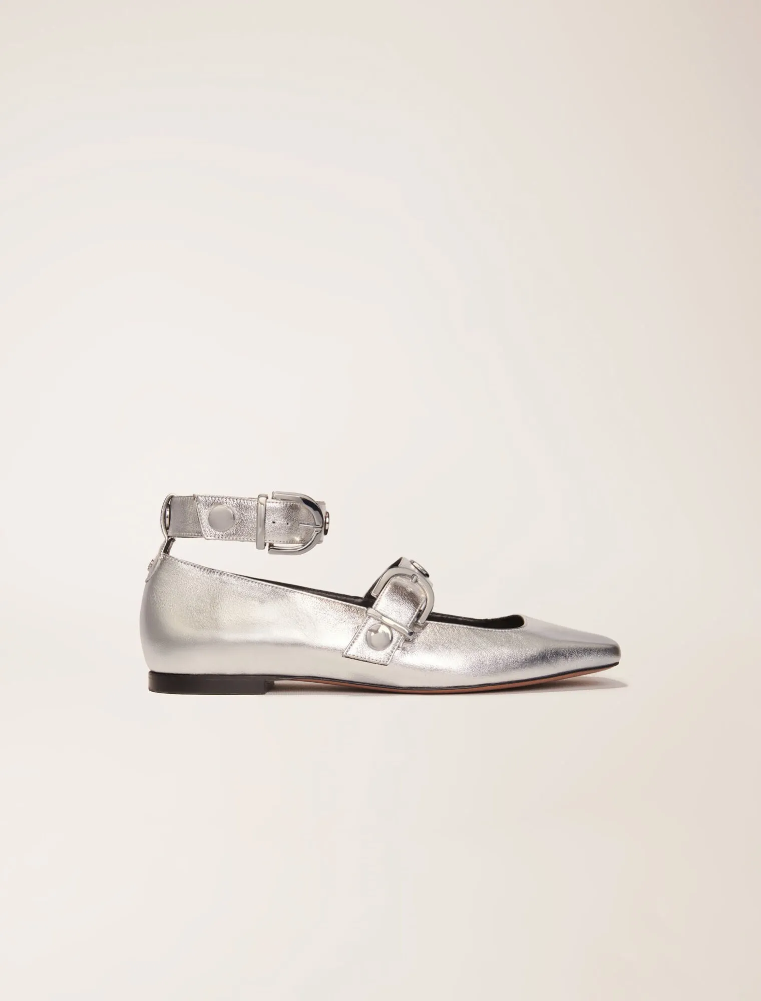 Metallic leather mary janes