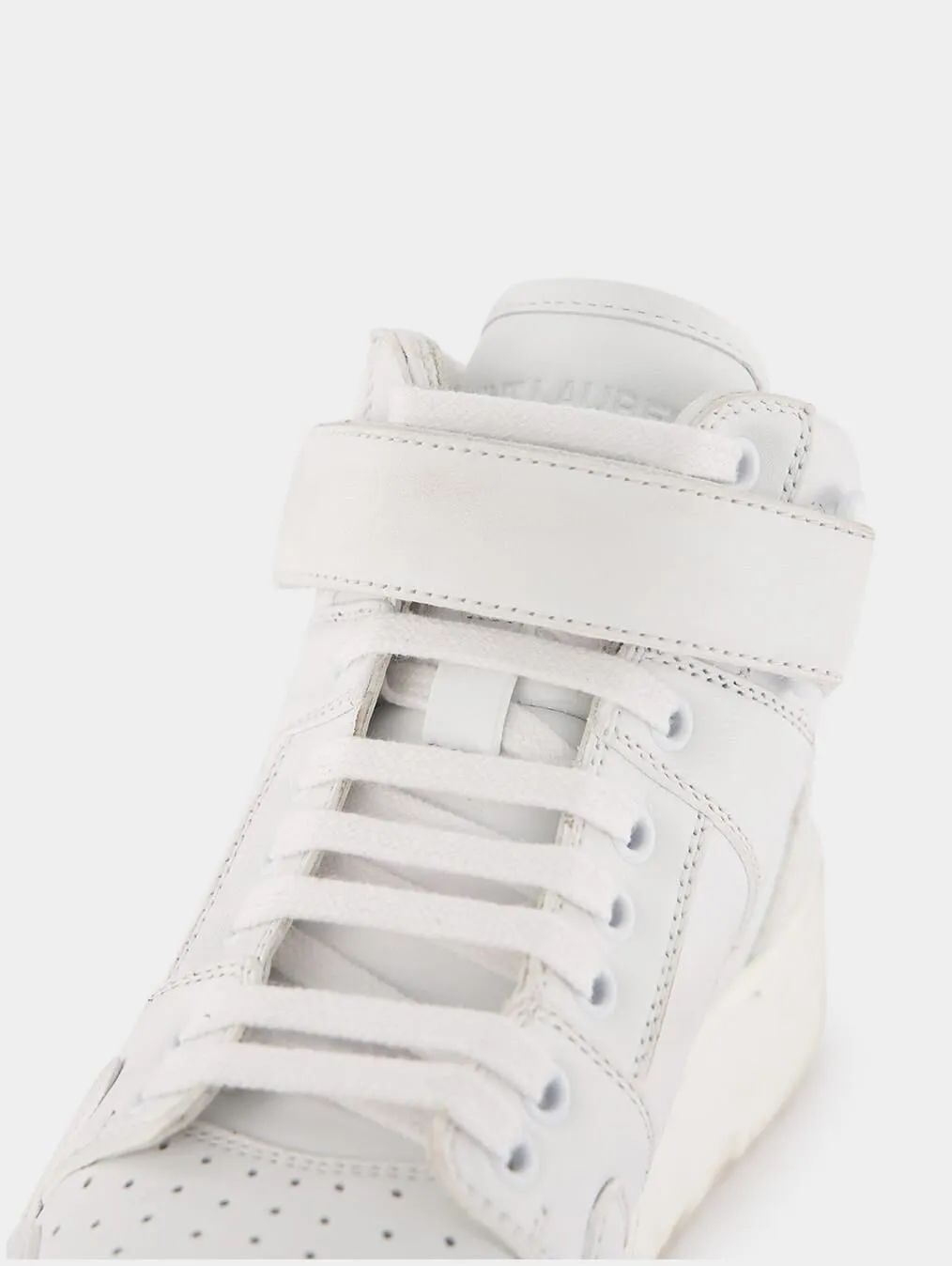Mid-Top Laced Lax Sneakers In Washed-Out Effect Leather