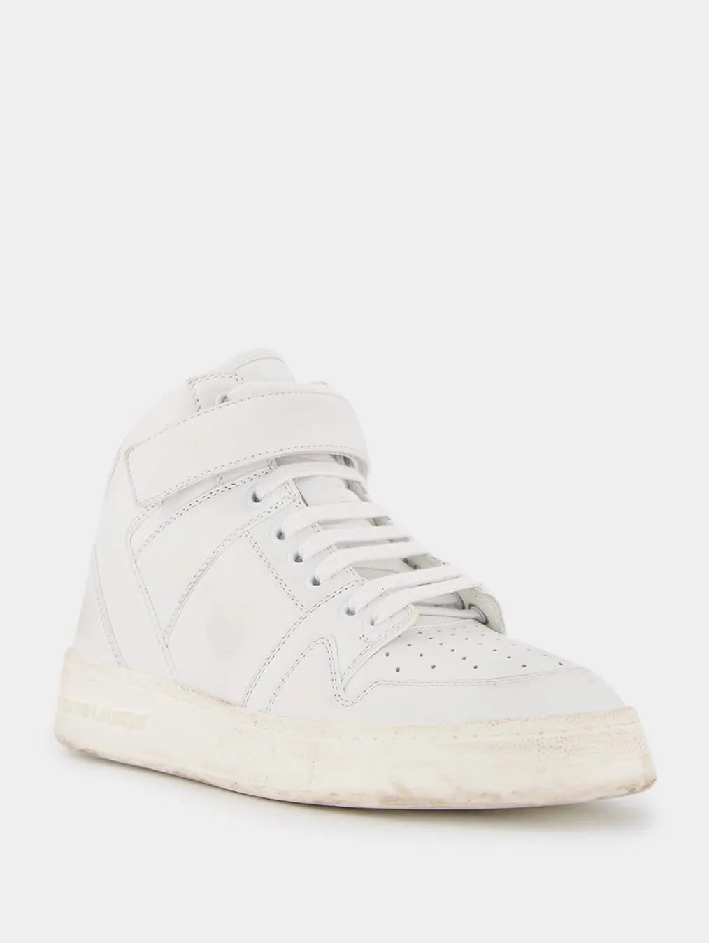 Mid-Top Laced Lax Sneakers In Washed-Out Effect Leather