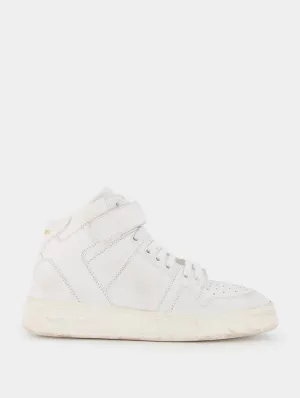 Mid-Top Laced Lax Sneakers In Washed-Out Effect Leather