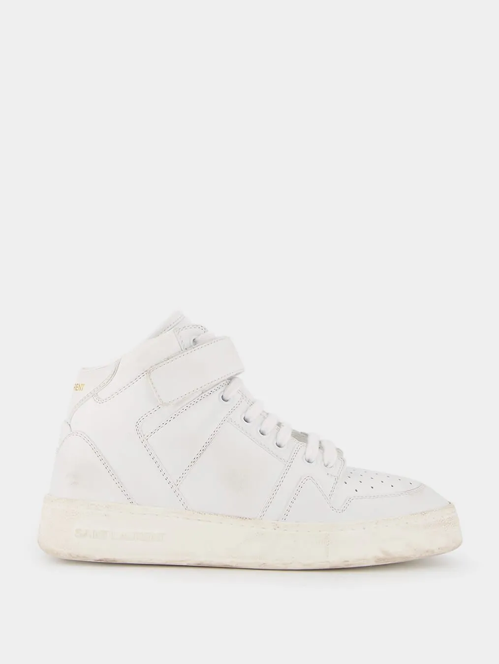 Mid-Top Laced Lax Sneakers In Washed-Out Effect Leather