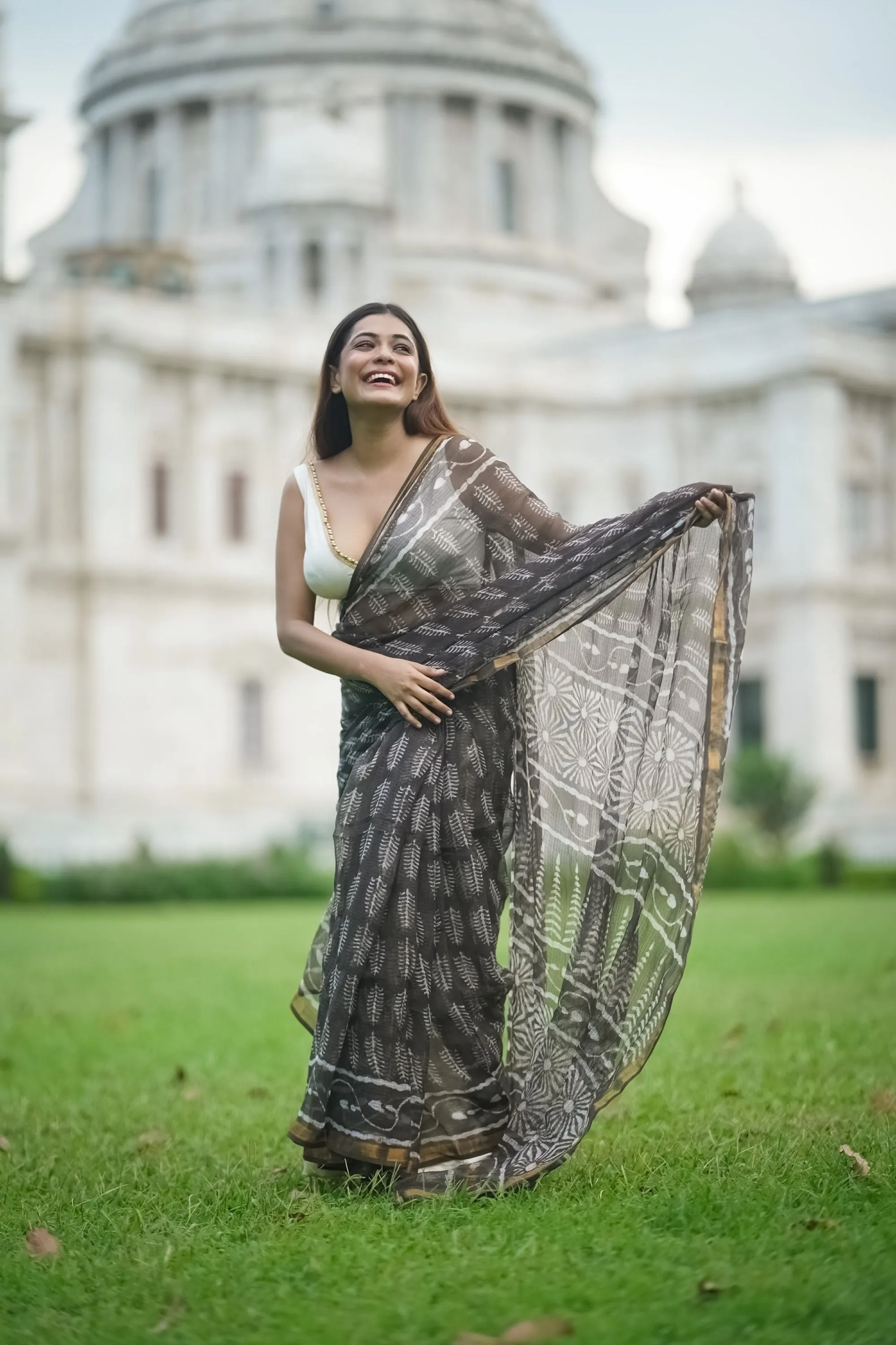 Natural dyed Dabu sarees - Malhar - Kahaani