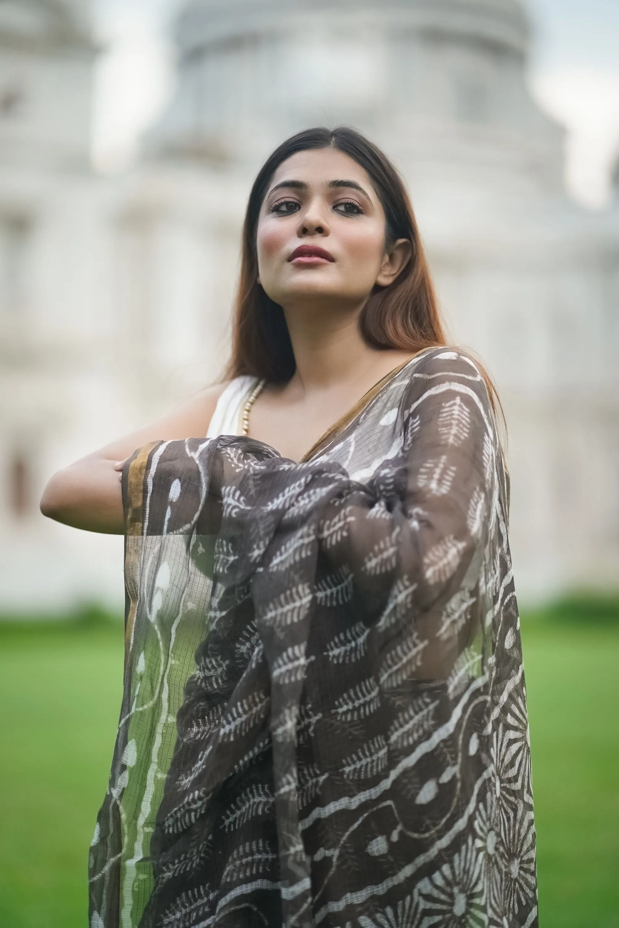 Natural dyed Dabu sarees - Malhar - Kahaani