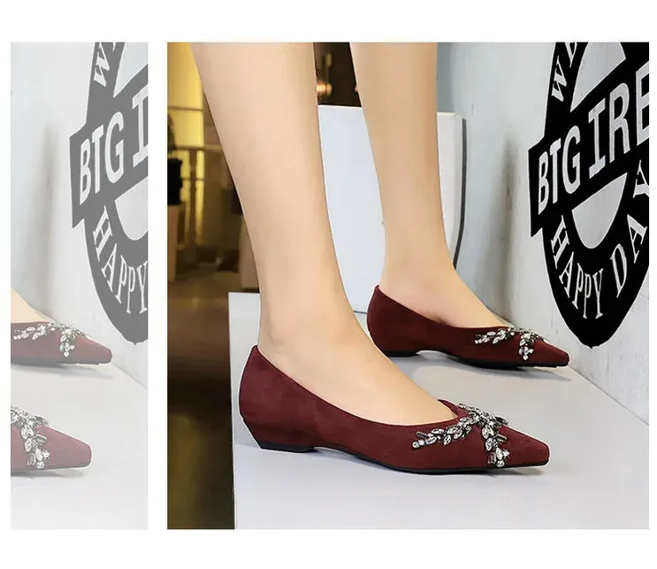 New Spring Crystal Women Mary Jane Shoes Fashion Shallow Slip on Elegant Party Dress Low Heel Shoes