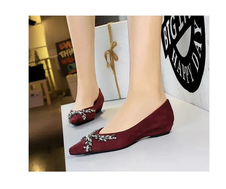 New Spring Crystal Women Mary Jane Shoes Fashion Shallow Slip on Elegant Party Dress Low Heel Shoes
