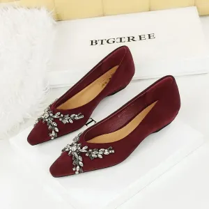 New Spring Crystal Women Mary Jane Shoes Fashion Shallow Slip on Elegant Party Dress Low Heel Shoes