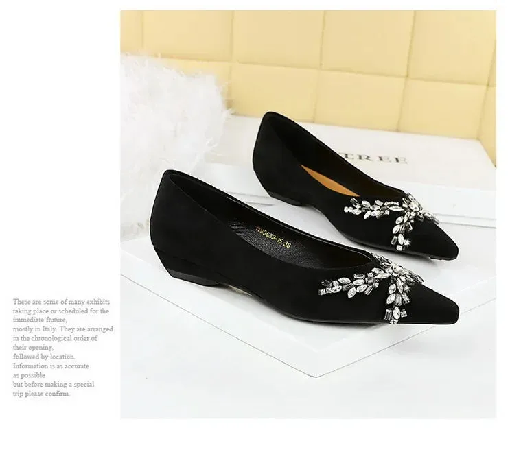 New Spring Crystal Women Mary Jane Shoes Fashion Shallow Slip on Elegant Party Dress Low Heel Shoes