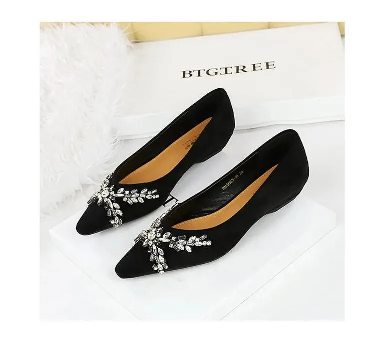 New Spring Crystal Women Mary Jane Shoes Fashion Shallow Slip on Elegant Party Dress Low Heel Shoes