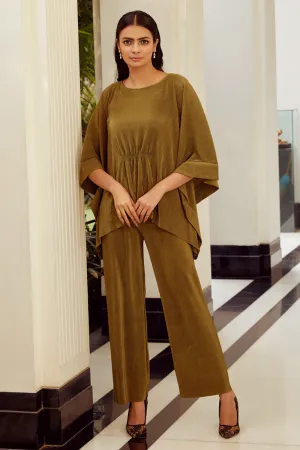 Olive Pleated Co-Ord Set