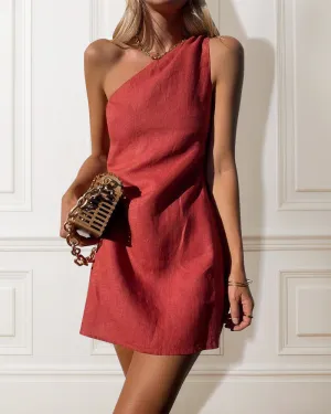 One-Shoulder Linen Mini Dress | Lightweight & Chic | Elegant Summer Style