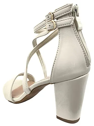 Over the Toe Strap Ankle Wrap Strap Heel Open Toe Block Heel Criss Cross Low, Black, 9