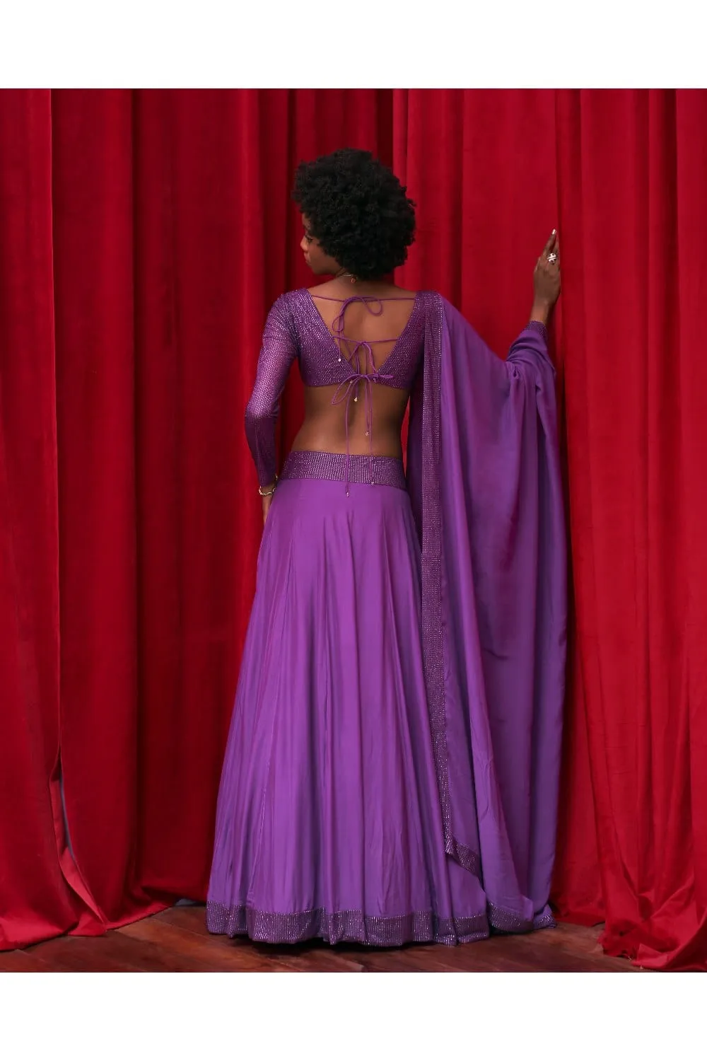 Purple Flat Chiffon Lehenga Set