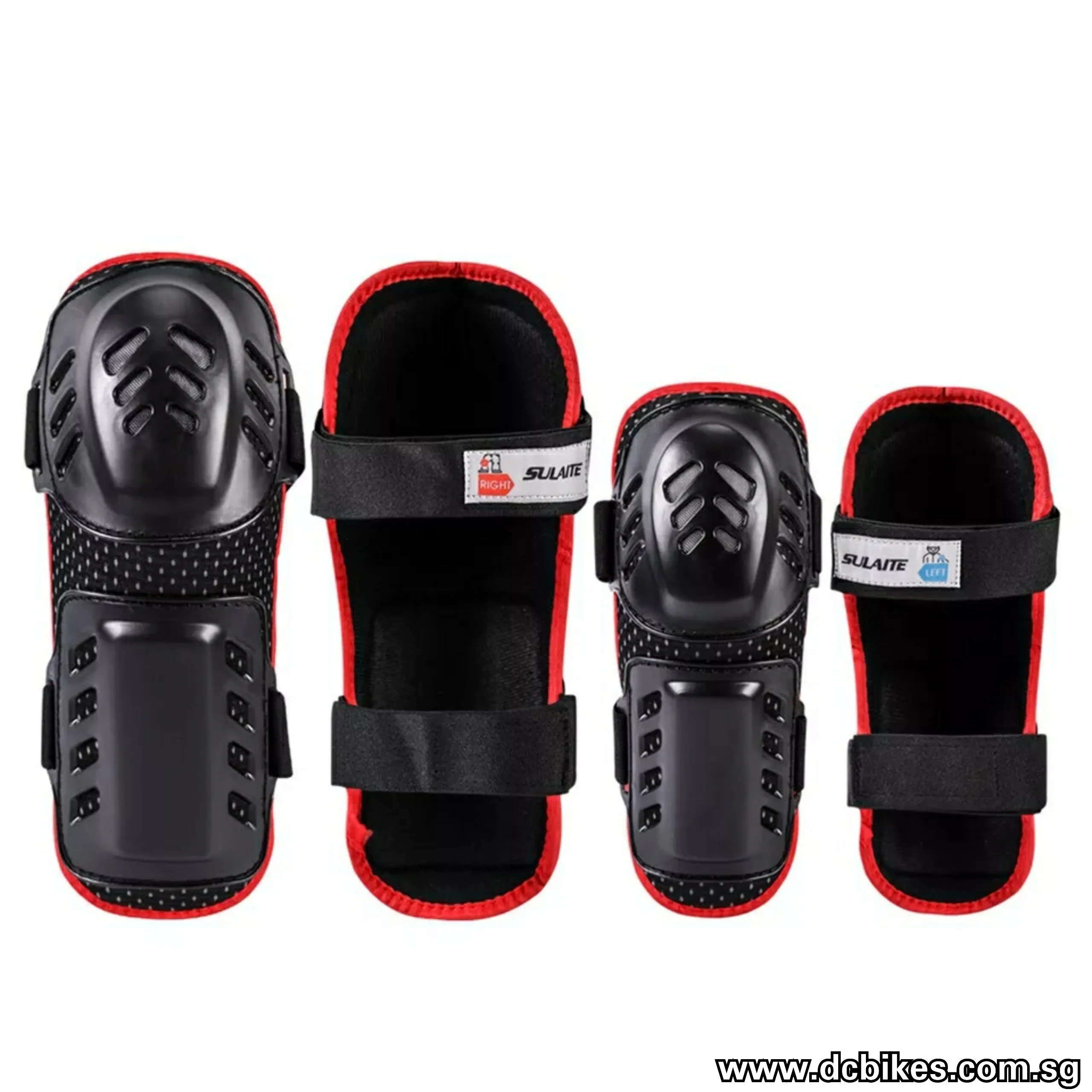 Race MTB Black/Red Knee Guards Shin Pads   Elbow Guards