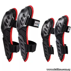 Race MTB Black/Red Knee Guards Shin Pads   Elbow Guards