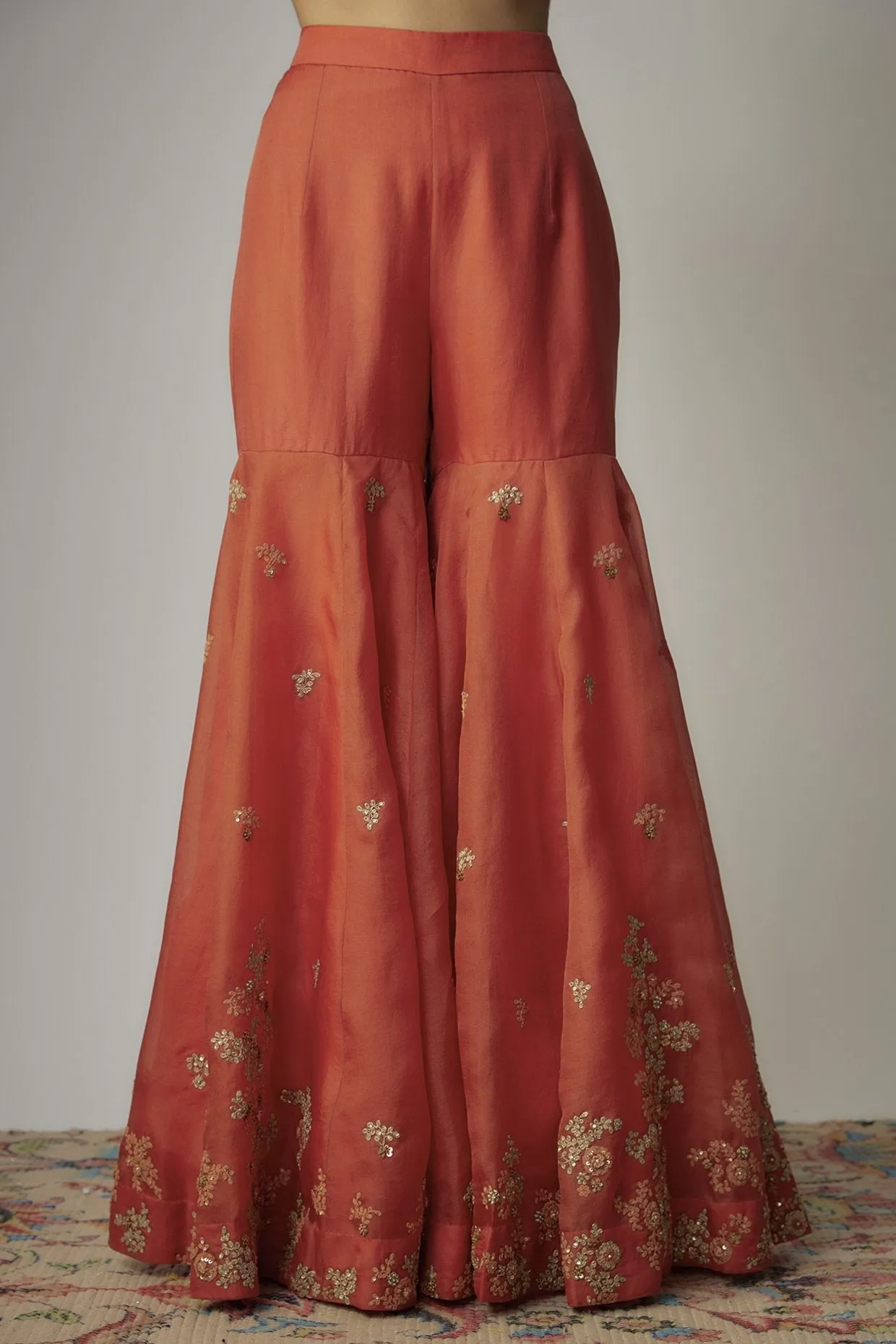 Red Organza Dori Embroidered Sharara Set