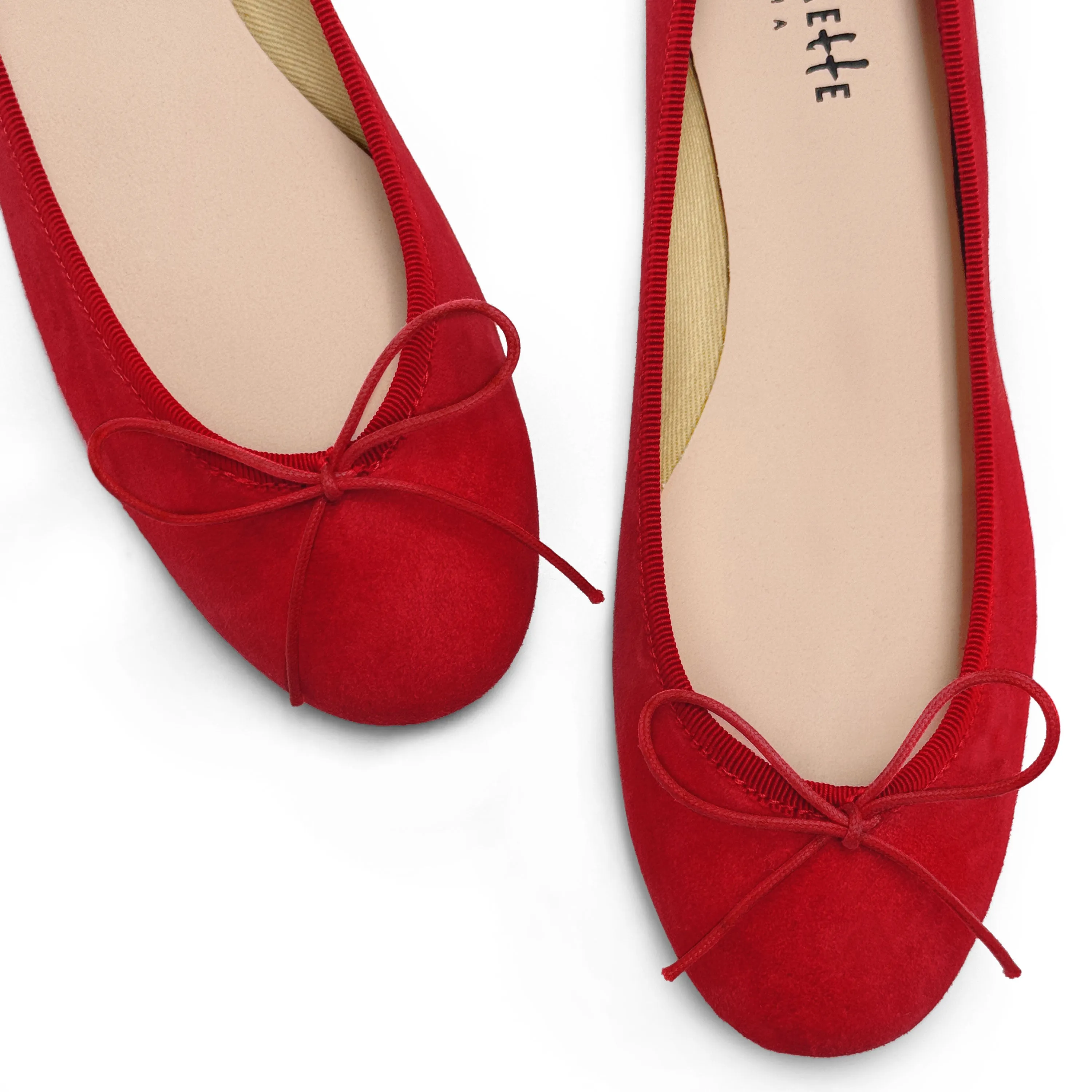 Red suede ballet flats