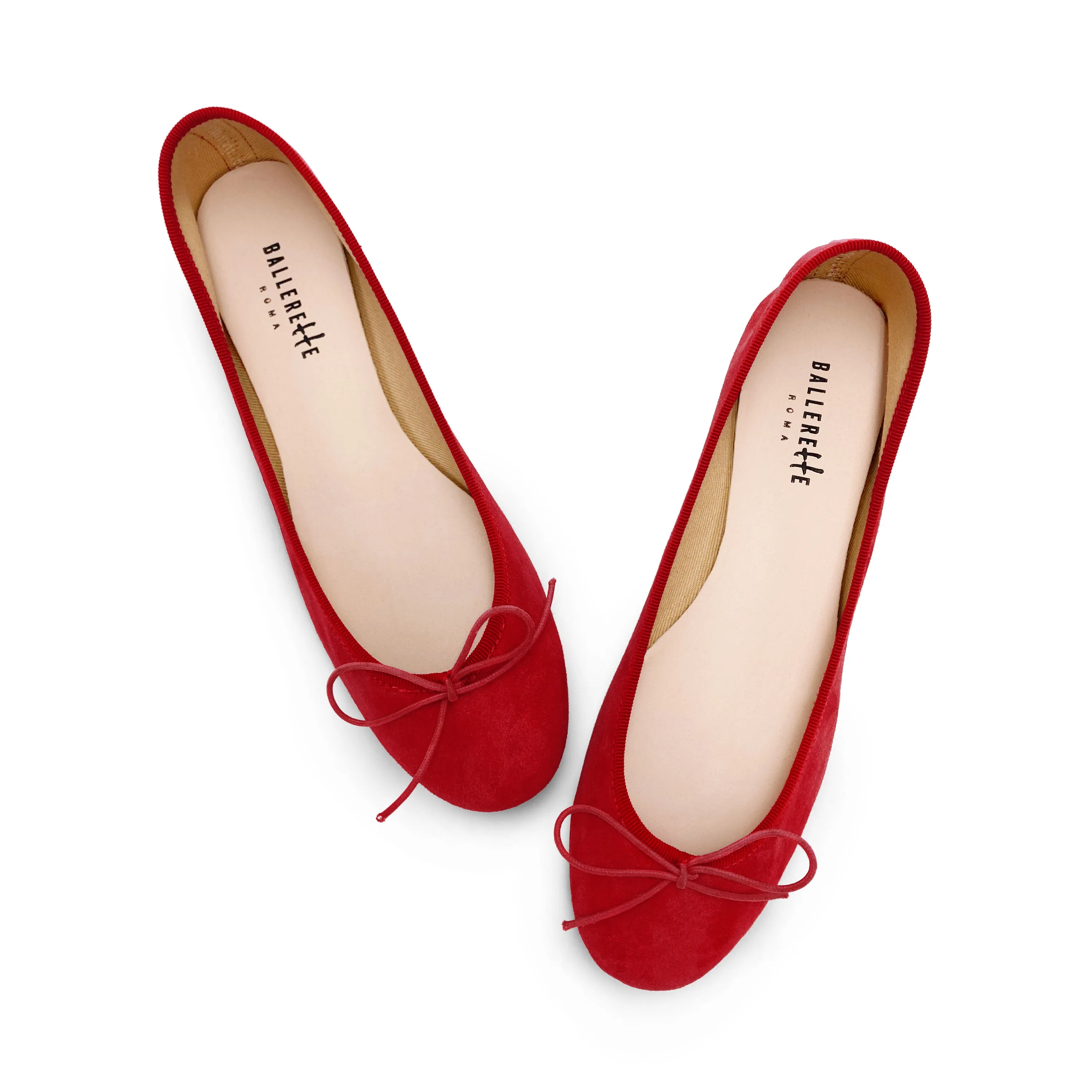 Red suede ballet flats